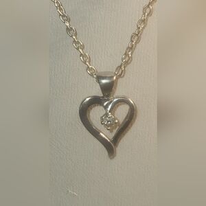 14kt White Gold Heart with Natural Diamond Charm